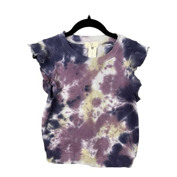 Anthropologie T.la Tie Dye Flutter Sleeve Top In Purple Motif Size‎ XS NWT - Picture 2 of 8